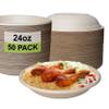 [50 Pack] 24 oz Round Disposable Compostable Paper Bowls Heavy-Duty, Eco-Friendly Natural Bagasse Unbleached, Heat Resistant, 100% Biodegradable Salad Bowls Alternative to Plastic view 1