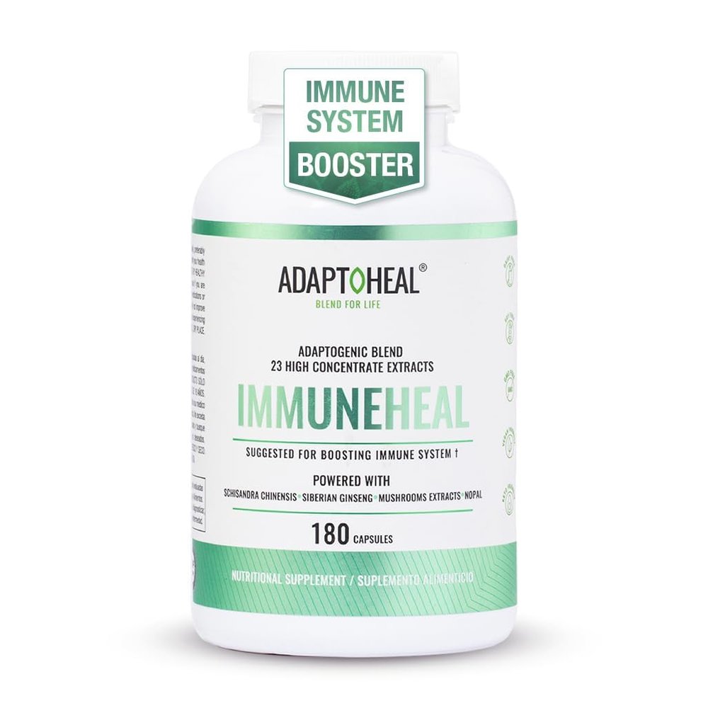 ADAPTOHEAL Immuneheal Adaptogen, Immune System Booster Supplement with Schisandra Chinensis, Ginseng and Mushroom Extract (180 Capsules)