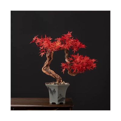 KIZQYN Artificial Trees Bonsai Tree Fake Pine Bonsai Indoor Decoration Fake Bonsai Artificial Plants for Indoor Room Office Decorationred Artificial Bonsai (Size : B)
