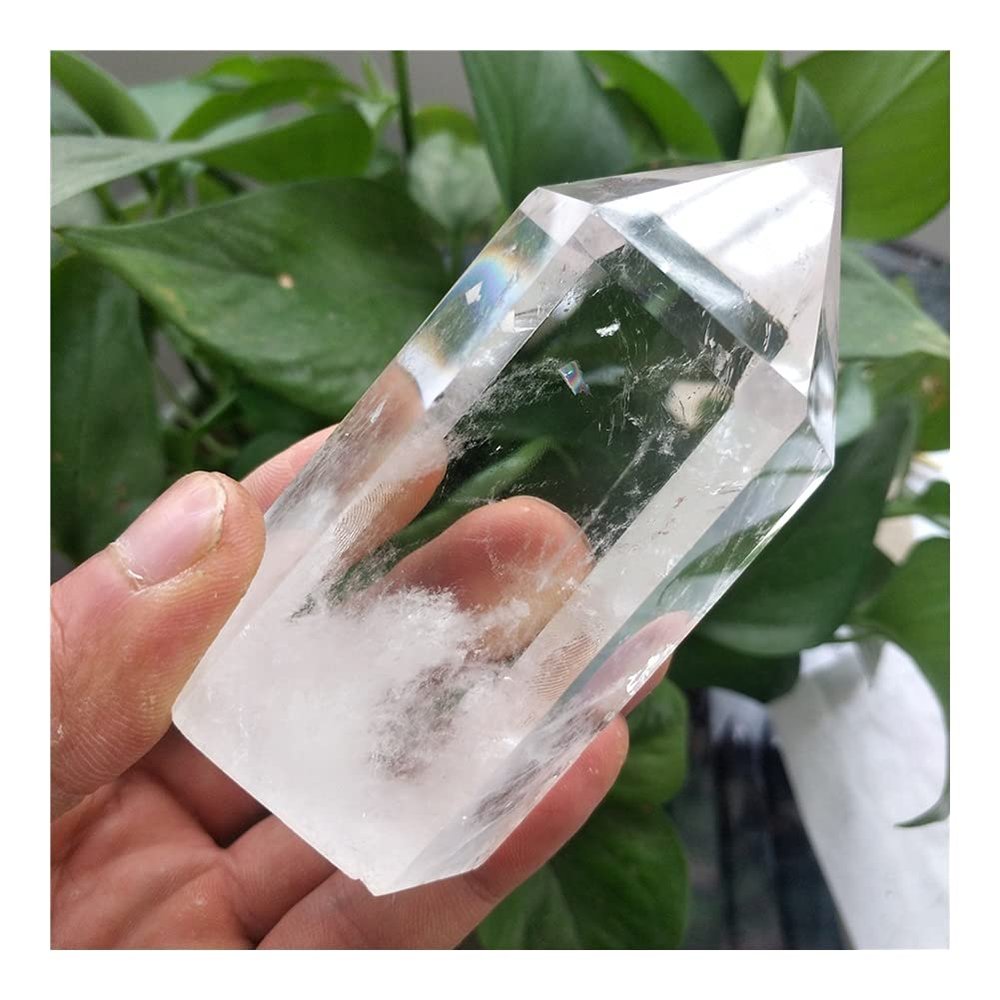 WGPHD Health & Household Natural Crystal Stone Clear Transparent Rock Quartz Crystal Polished Single Point Wand feng Shui Decoration