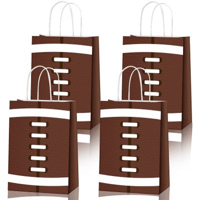 Sawowkuya 24PCS Football Gift Bags for Party Favors - Rugby Themed Paper Treat Candy Bags for Birthday Party Supplies and Decorations
