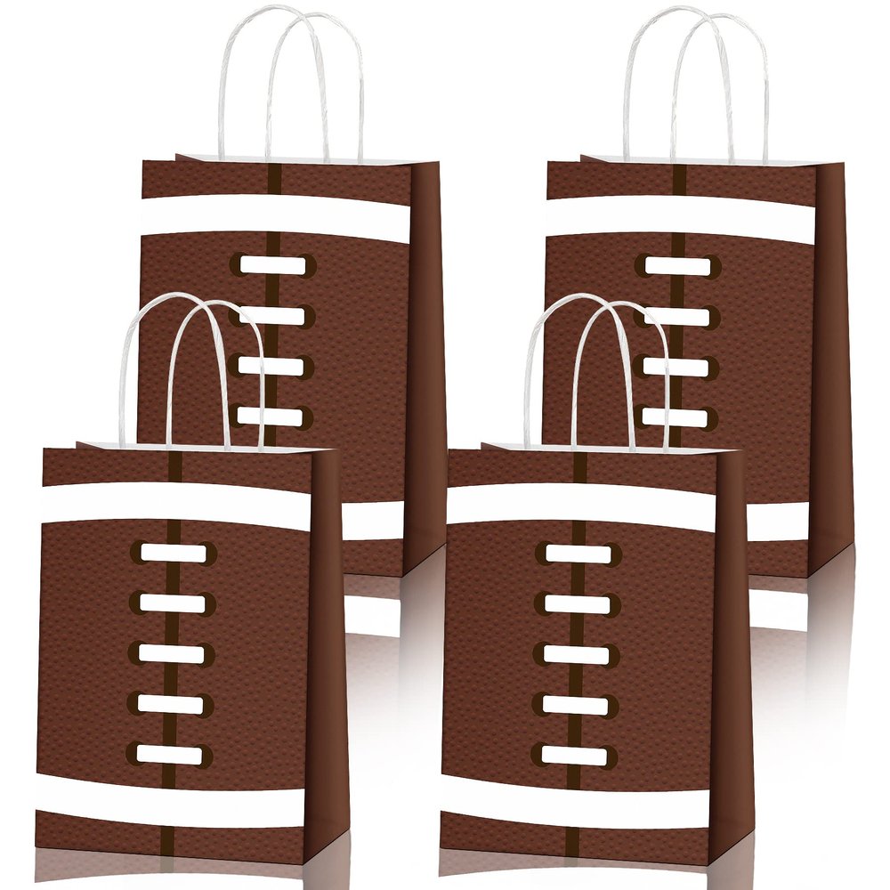 Sawowkuya 24PCS Football Gift Bags for Party Favors - Rugby Themed Paper Treat Candy Bags for Birthday Party Supplies and Decorations