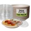 [150 Pack] 24 oz Round Disposable Compostable Paper Bowls with Lids Heavy-Duty, Eco-Friendly Natural Bagasse Unbleached, Heat Resistant, 100% Biodegradable Salad Bowls Alternative to Plastic view 1