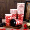 Raiten 50 Pack 12 oz Valentine's Day Disposable Coffee Cups with Lids Bulk, Valentine's Day Paper Cups, Heart Disposable Paper Cup Hot Coffee Cups for Shops Cafes Concession Stands(Warm Style) view 2