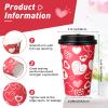 Raiten 50 Pack 12 oz Valentine's Day Disposable Coffee Cups with Lids Bulk, Valentine's Day Paper Cups, Heart Disposable Paper Cup Hot Coffee Cups for Shops Cafes Concession Stands(Warm Style) view 3