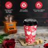 Raiten 50 Pack 12 oz Valentine's Day Disposable Coffee Cups with Lids Bulk, Valentine's Day Paper Cups, Heart Disposable Paper Cup Hot Coffee Cups for Shops Cafes Concession Stands(Warm Style) view 4