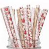 100 pcs Mixed Party Paper Straws Bulk, Vintage Light Pink Floral Damask Chevron Brown Wood Grain Drinking Straws, Birthday Baby Bridal Shower Wedding Cake Pop Sticks (Rustic Roses) view 1
