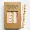 100 pcs Mixed Party Paper Straws Bulk, Vintage Light Pink Gold Dot Chevron Damask Floral Drinking Straws, Girl Birthday Baby Bridal Shower Wedding Cake Pop Sticks (Tea Party) view 2