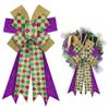 ALIBBON Large Mardi Gras Bows for Wreaths, Mardi Gras Wreath Bows, Glitter Purple Gold Green Bows, Buffalo Plaid Bows for Front Door, Mardi Gras Decorations Bows for Mardi Gras Carnival Decor view 1