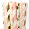 100 pcs Mixed Party Paper Straws Bulk, Vintage Light Pink Gold Foil Dot Stripe Damask Drinking Straws, First Birthday Baby Bridal Shower Wedding Cake Pop Sticks (Vintage 01) view 1