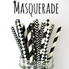 100 pcs Mixed Party Paper Straws Bulk, Black White Stripe Chevron Swiss Dot Harlequin Diamond Drinking Straws Bulk, Halloween New Year Biodegradable Bridal Shower Wedding Cake Pop Sticks (Masquerade) view 3