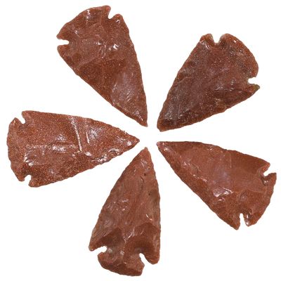 Amazing Gemstone 5 Pieces Red Goldstone Arrowhead, Crystal and Healing Stone Flint Rock Arrow Head - 1 to 1.5 Arrowheads for DIY Project Craft Point Jewelry Making