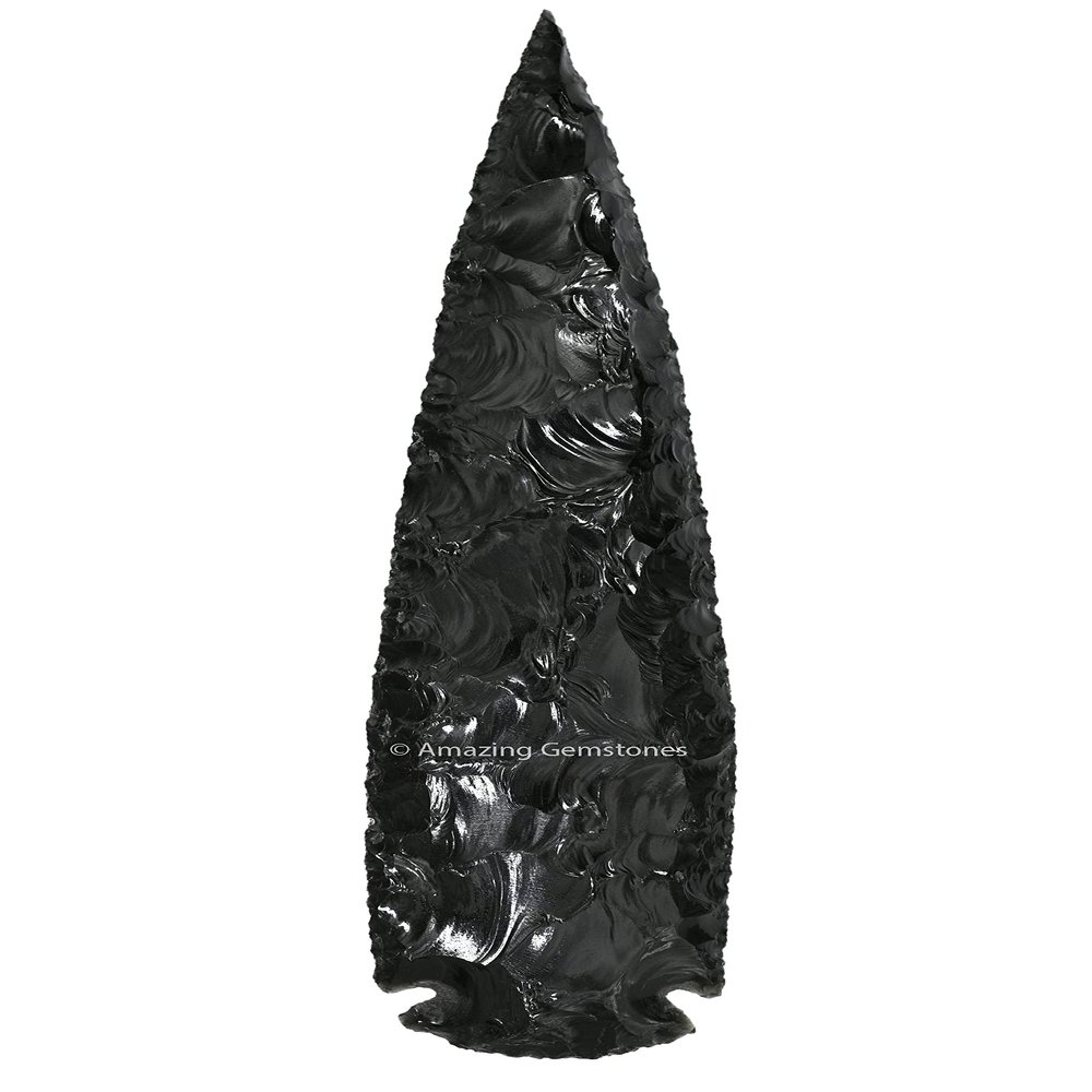 Amazing Gemstone Black Obsidian Arrowhead, Crystal and Healing Stone Flint Rock Arrow Head - 9 to 10 Arrowheads for DIY Project Craft Point Jewelry Making