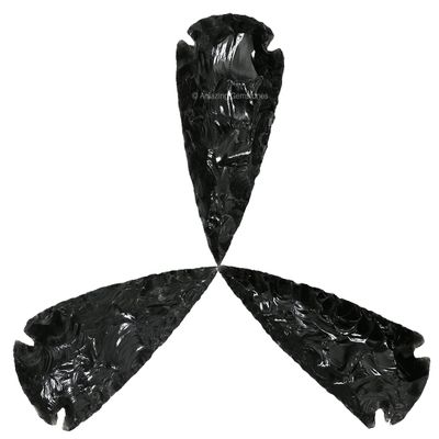 Amazing Gemstone 3 Pieces Black Obsidian Arrowhead, Crystal and Healing Stone Flint Rock Arrow Head - 2 to 3 Arrowheads for DIY Project Craft Point Jewelry Making