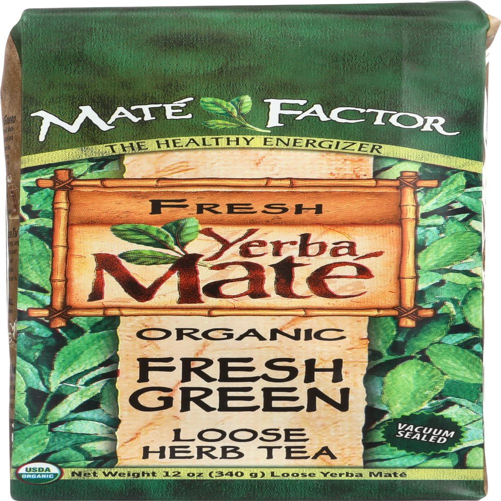 Mate Factor Fresh Yerba Mate Loose Herb Tea, Fresh Green, USDA Certified Organic, 12 Ounce (Pack of 6)
