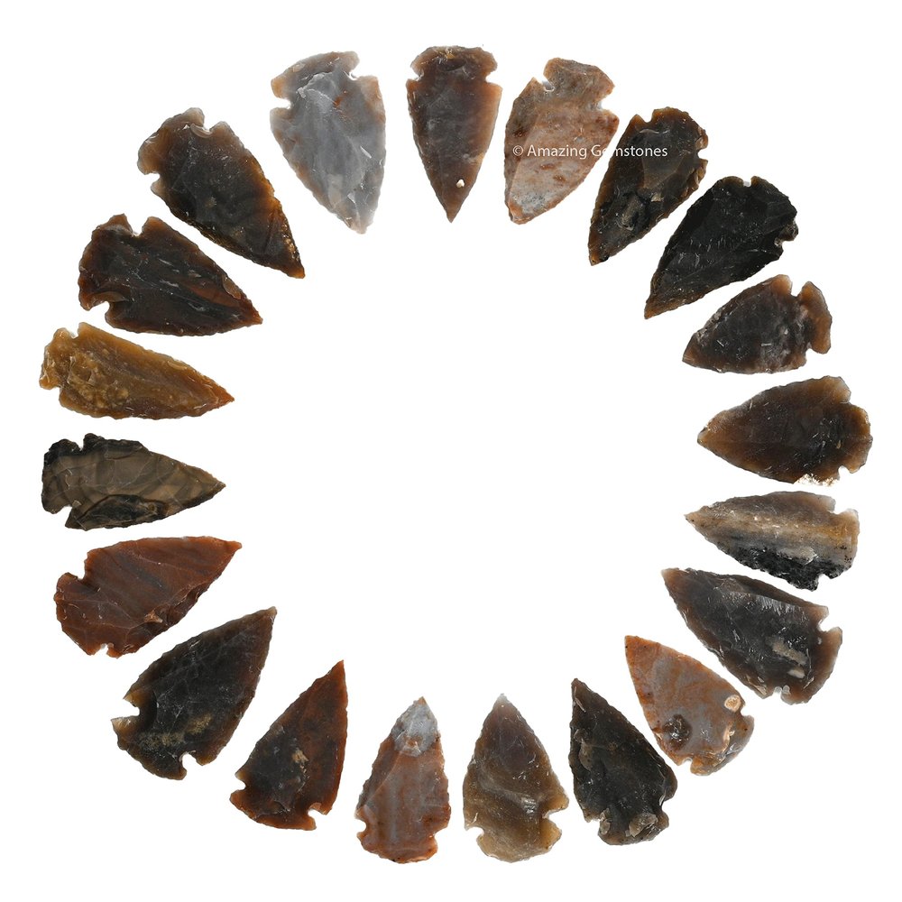 Amazing Gemstone 20 Pieces Fancy Jasper Arrowhead Bulk, Crystal and Healing Stone Flint Rock Arrow Head - 1 to 1.5 Arrowheads for DIY Project Craft Point Jewelry Making