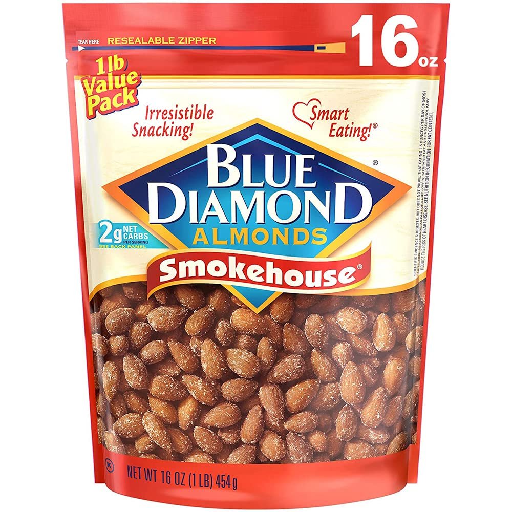 Blue Diamond Almonds Gluten Free Smokehouse Flavored Snack Nuts 16 Oz Resealable Bag (Pack of 1)
