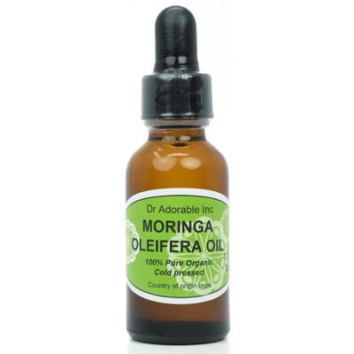 Dr Adorable - 1 oz with Dropper - Moringa Oleifera Oil - 100% Pure Organic Natural Cold Pressed (Glass Bottle)
