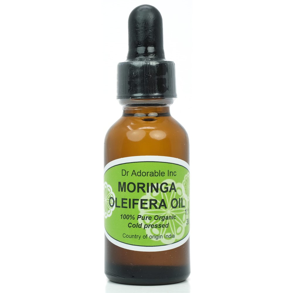 Dr Adorable - 1 oz with Dropper - Moringa Oleifera Oil - 100% Pure Organic Natural Cold Pressed (Glass Bottle)
