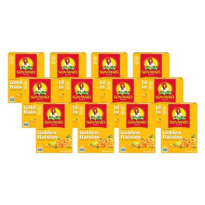 Sun-Maid California Golden Raisins - (12 Pack) 12 oz Sharing-Size Box - Dried Fruit Snack for Lunches, Snacks, and Natural Sweeteners