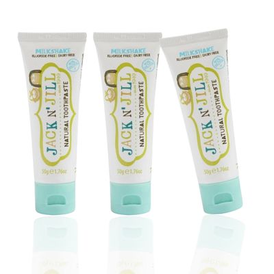 Jack N' Jill Natural Toothpaste for Kids - Fluoride Free Toothpaste, 40% Xylitol, BPA Free - Milkshake, 1.76 oz (Pack of 3)