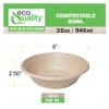 [400 Pack] 32 oz Round Disposable Compostable Paper Bowls Heavy-Duty, Eco-Friendly Natural Bagasse Unbleached, Heat Resistant, 100% Biodegradable Salad Bowls Alternative to Plastic view 3