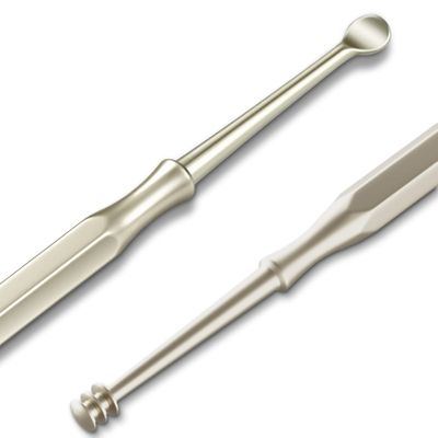 MR.GREEN Double Head Ear Wax Removal Ear Cleaner Double End Earwax Remover 360 Cleaning Ear Pick Stainless Steel Ear Care Tools (Pearl Nickel)