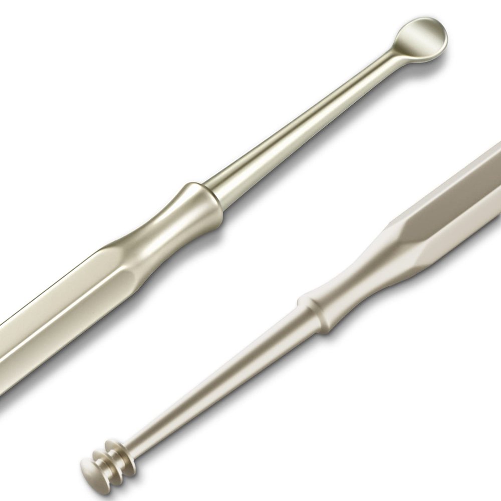 MR.GREEN Double Head Ear Wax Removal Ear Cleaner Double End Earwax Remover 360 Cleaning Ear Pick Stainless Steel Ear Care Tools (Pearl Nickel)