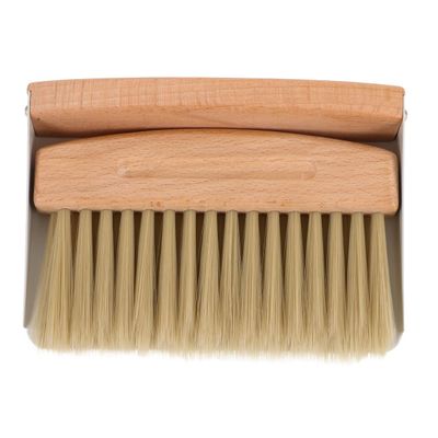 Housoutil Kids Window Cleaner Stainless Steel Cleaner Mini Dustpan and Brush Set Wood Small Metal Pan Natural Table Handy Brush for Sweeping Home Kitchen Car Office Storage Bin