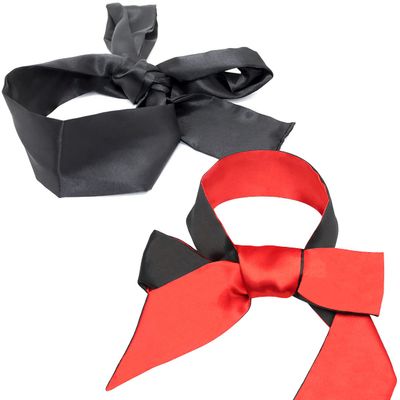 2 Pack Soft Satin Eye mask Sleep Eye mask, 150 cm / 60 Inch Shading Eye mask, Suitable for Siesta (Black Red + Black)