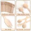 200 Count 4 Inch Mini Wooden Disposable Spoons and Forks Disposable Wooden Cutlery Set Birchwood Material Utensils Spoons Forks for Tableware Parties Weddings Camping Ice Cream Supplies view 3