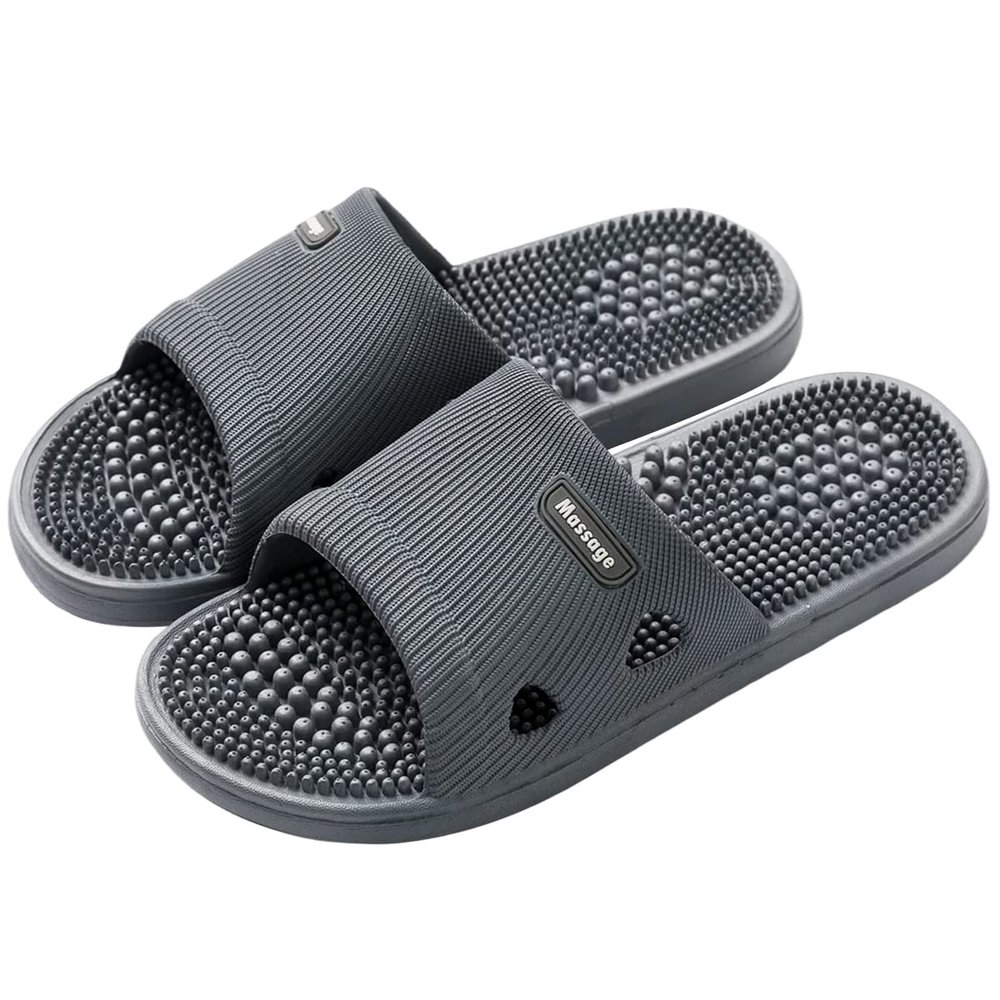 Acupressure Massage Slippers for Plantar Fasciitis for Women Acupuncture Slippers Arthritis Neuropathy Pain Relief Non-Slip Massage Sandals Women Stress Relief Gifts for Bath (Men 8.5-9.5, Dark Gray)