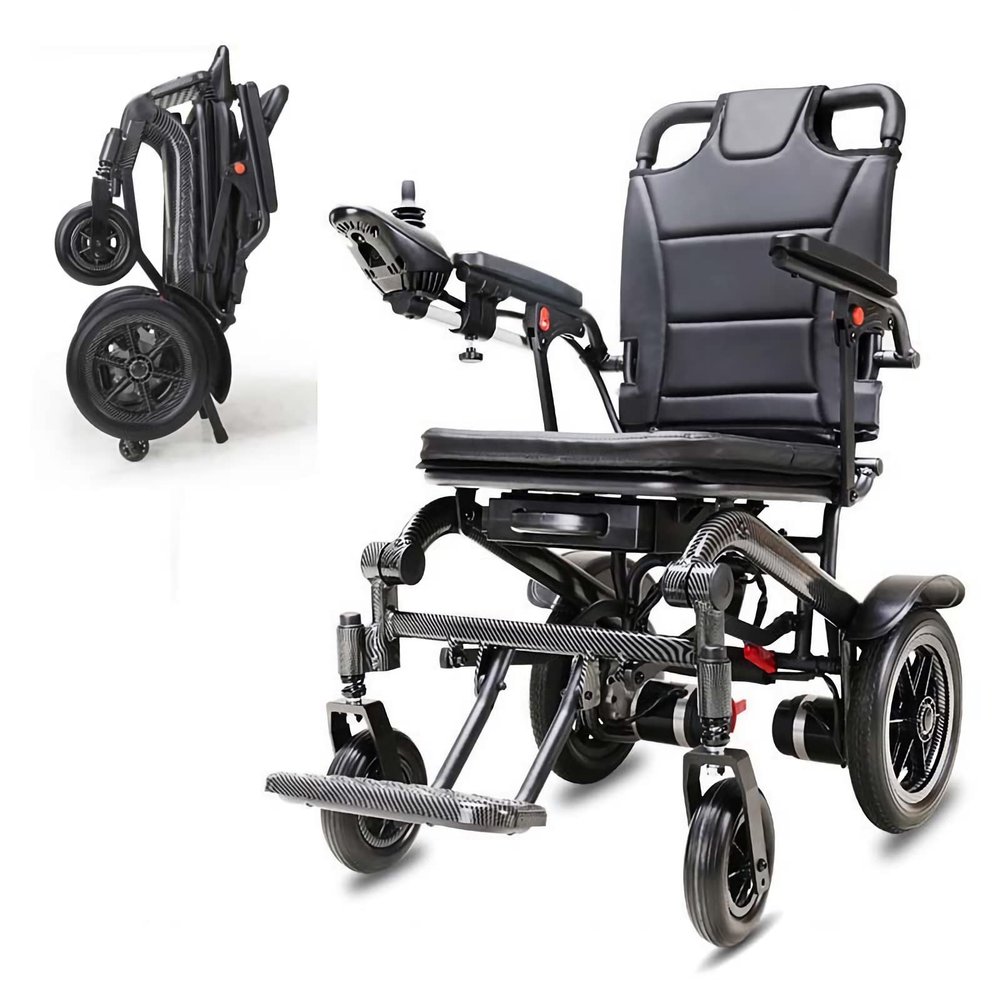 2023 New Electric Wheelchairs for Adults, Super Lightweight Foldable Motorized Power Wheelchairs with Flip-Back Armrest and Swing-Away Footrest, for Travel and All Terrain Use, Maximum Load 265 LBS