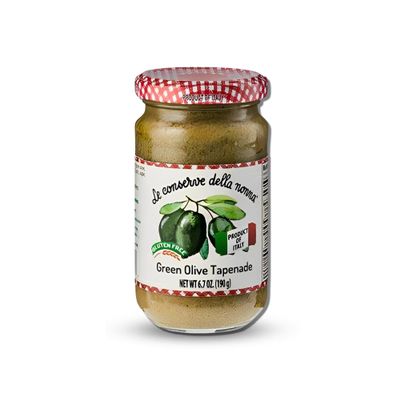 Della Nonna Green Olive Tapenade - Italian Green Olive Spread, Healthy Olive Dip - Natural & Gluten Free Tapenade - Made from Fresh Ingredients - Great for Toppings, Spread & Garnish - 6.7 oz.