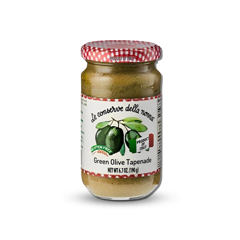 Della Nonna Green Olive Tapenade - Italian Green Olive Spread, Healthy Olive Dip - Natural & Gluten Free Tapenade - Made from Fresh Ingredients - Great for Toppings, Spread & Garnish - 6.7 oz.