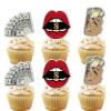 18pcs Glitter Dollar Dessert Cupcake Topper Jackpot Gamble Theme Decorations Men Woman Happy Birthday Las Vegas Nigh Party Decor Supplies view 1