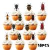 18pcs Glitter Beetle Dessert Cupcake Topper Reptile Insect Theme Decorations Baby Shower Boys Girls Happy Birthday Party Decor Supplies view 3