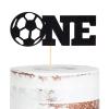 Soccer Black Cake Topper Glitter Cake Topper Soccer Sign Cake Flag For The First Birthday Party Soccer Cake Decorations Baby Shower view 1