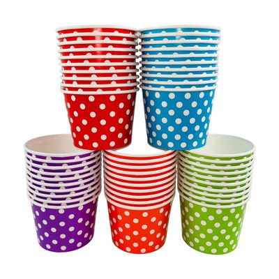 MMvolesy 12oz Mix Colour Paper Ice Cream Cups - Disposable Colored Dessert Bowls for Cold & Hot Foods, Soups, Sundaes, Parties (50 Pack)