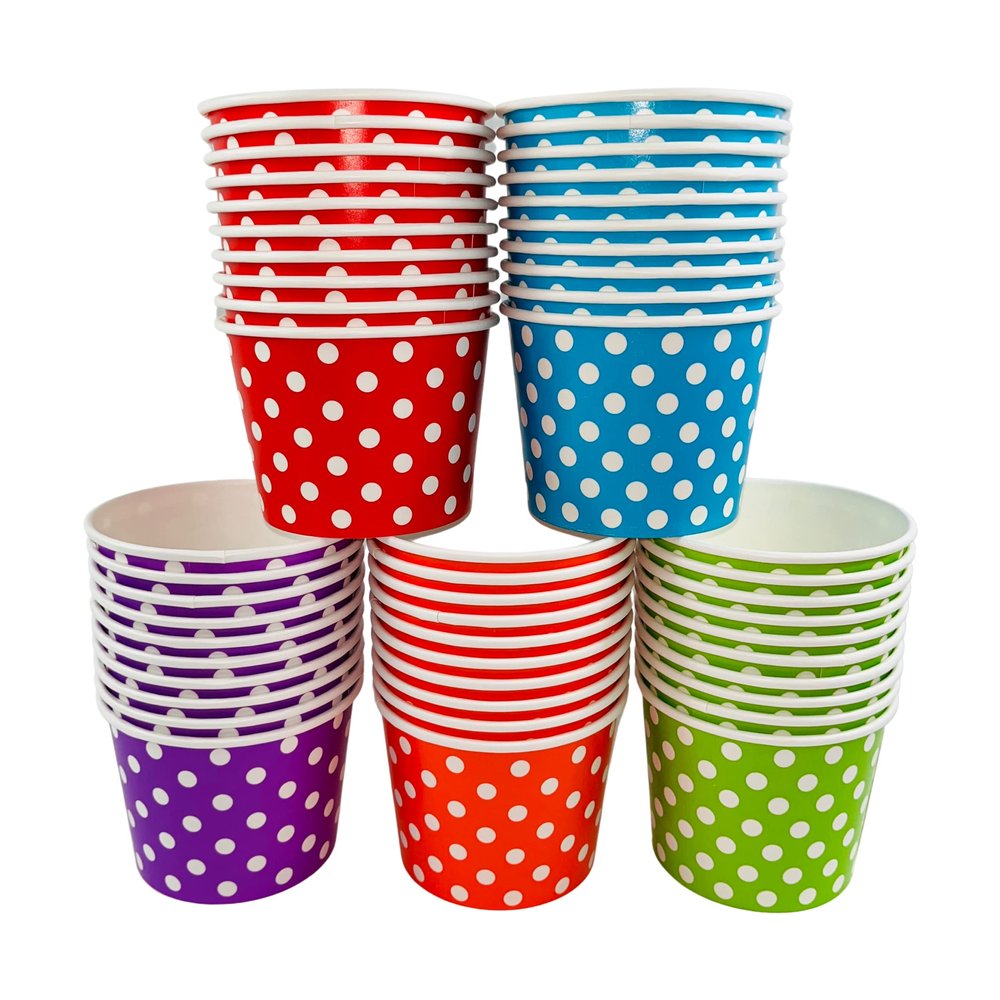 MMvolesy 12oz Mix Colour Paper Ice Cream Cups - Disposable Colored Dessert Bowls for Cold & Hot Foods, Soups, Sundaes, Parties (50 Pack)