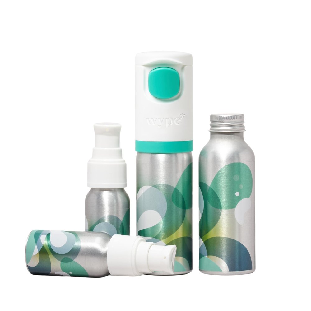 Wype | Home & Away Bundle | Toilet Paper Gel | Flushable Wet Wipes Alternative | Vacation Essentials | 2 x Refills (3.4 fl oz) + 2 x Mini (1 fl oz)