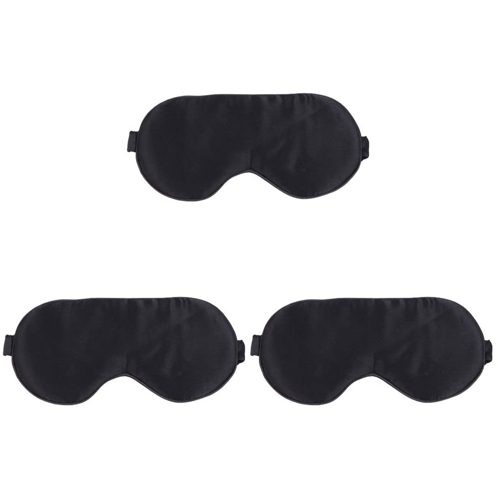 Healifty 3 Pcs Silk Eye Mask for Women Men Sleep Mask Shading for Breathable Blindfold Comfortable Head Wrap for Travel Home Hotel