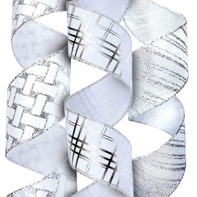Silver Ribbon Wired, Easter Ribbons for Basket 3 Rolls 2.5 Inch 36 Yard Christmas Tree Sheer Glitter Organza Wired Edge Gift Wrapping, Crafts, Home Decor Decoration Indoor/Outdoor Bows for Baskets