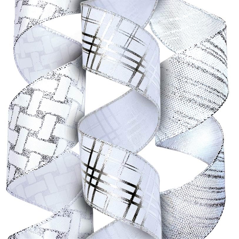 Silver Ribbon Wired, Easter Ribbons for Basket 3 Rolls 2.5 Inch 36 Yard Christmas Tree Sheer Glitter Organza Wired Edge Gift Wrapping, Crafts, Home Decor Decoration Indoor/Outdoor Bows for Baskets