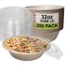 [200 Pack] 32 oz Round Disposable Compostable Paper Bowls with Dome Lids Heavy-Duty, Eco-Friendly Natural Bagasse Unbleached, Heat Resistant, 100% Biodegradable Salad Bowls Alternative to Plastic view 1