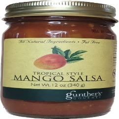 Gunther's Gourmet Premium Tropical Style Mango Salsa, 12 ounce, Unique Spicy Sweet Flavor