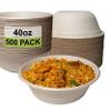 [500 Pack] 40 oz Round Disposable Compostable Paper Bowls Heavy-Duty, Eco-Friendly Natural Bagasse Unbleached, Heat Resistant, 100% Biodegradable Salad Bowls Alternative to Plastic view 1
