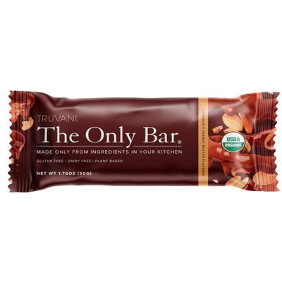 Truvani Plant Based Snack Bars | Chocolate Peanut Butter 1 Pack | 7g Protein | USDA Organic and Vegan | The Only Bar | Dairy, Soy, and Gluten Free | Individually Wrapped
