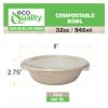 [100 Pack] 32 oz Round Disposable Compostable Paper Bowls with Lids Heavy-Duty, Eco-Friendly Natural Bagasse Unbleached, Heat Resistant, 100% Biodegradable Salad Bowls Alternative to Plastic view 3