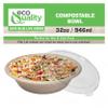 [100 Pack] 32 oz Round Disposable Compostable Paper Bowls with Lids Heavy-Duty, Eco-Friendly Natural Bagasse Unbleached, Heat Resistant, 100% Biodegradable Salad Bowls Alternative to Plastic view 4